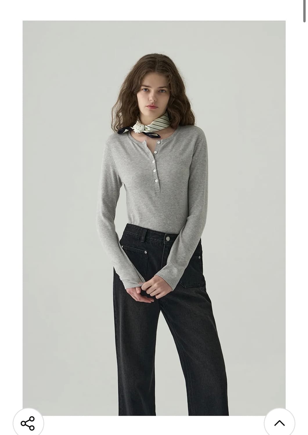 (M) 드로우핏 우먼 웨일 헨리넥 롱 슬리브 티셔츠 [L.GREY] 상품이미지6