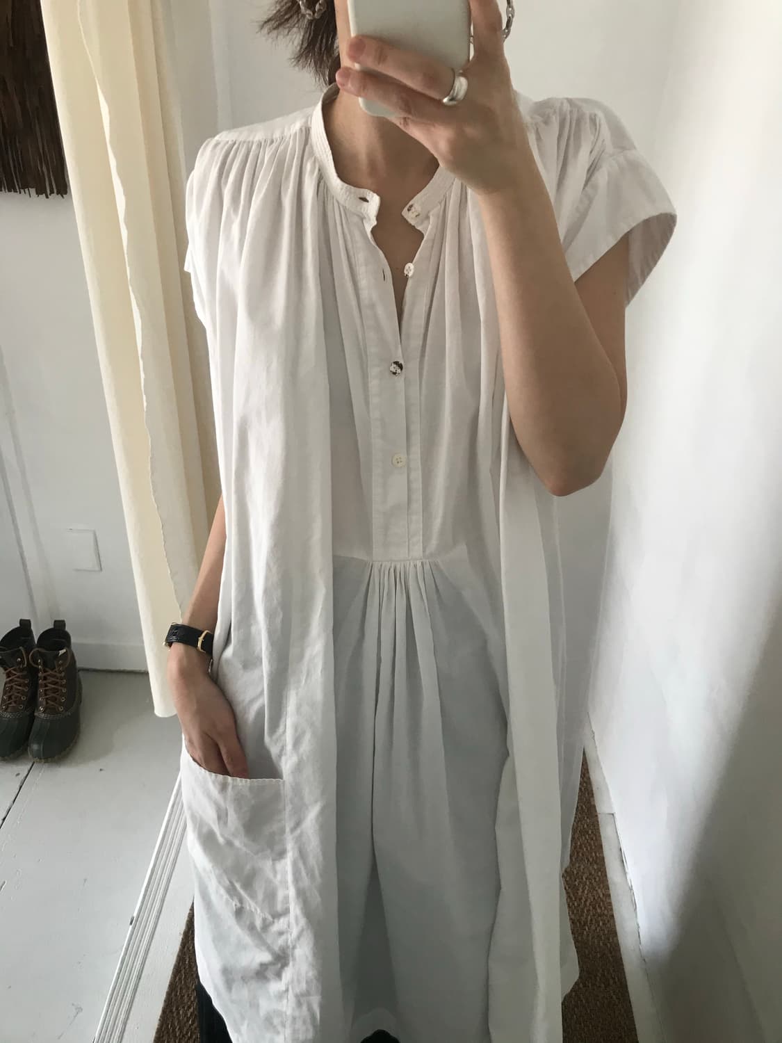 white pocket cotton dress 상품이미지2