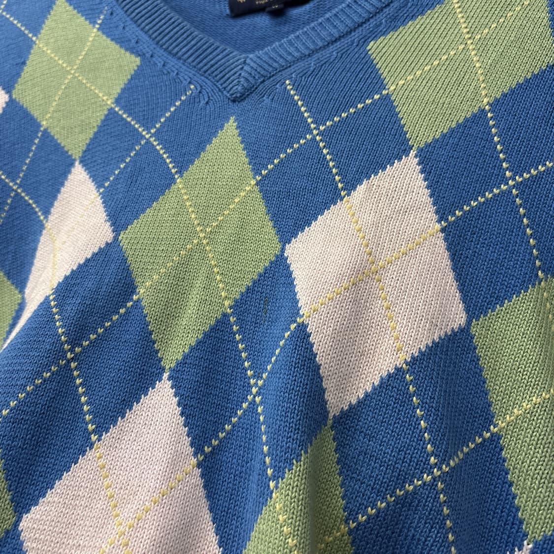 90s 브룩스브라더스 아가일패턴 브이넥 코튼니트 스웨터 N990 상품이미지5