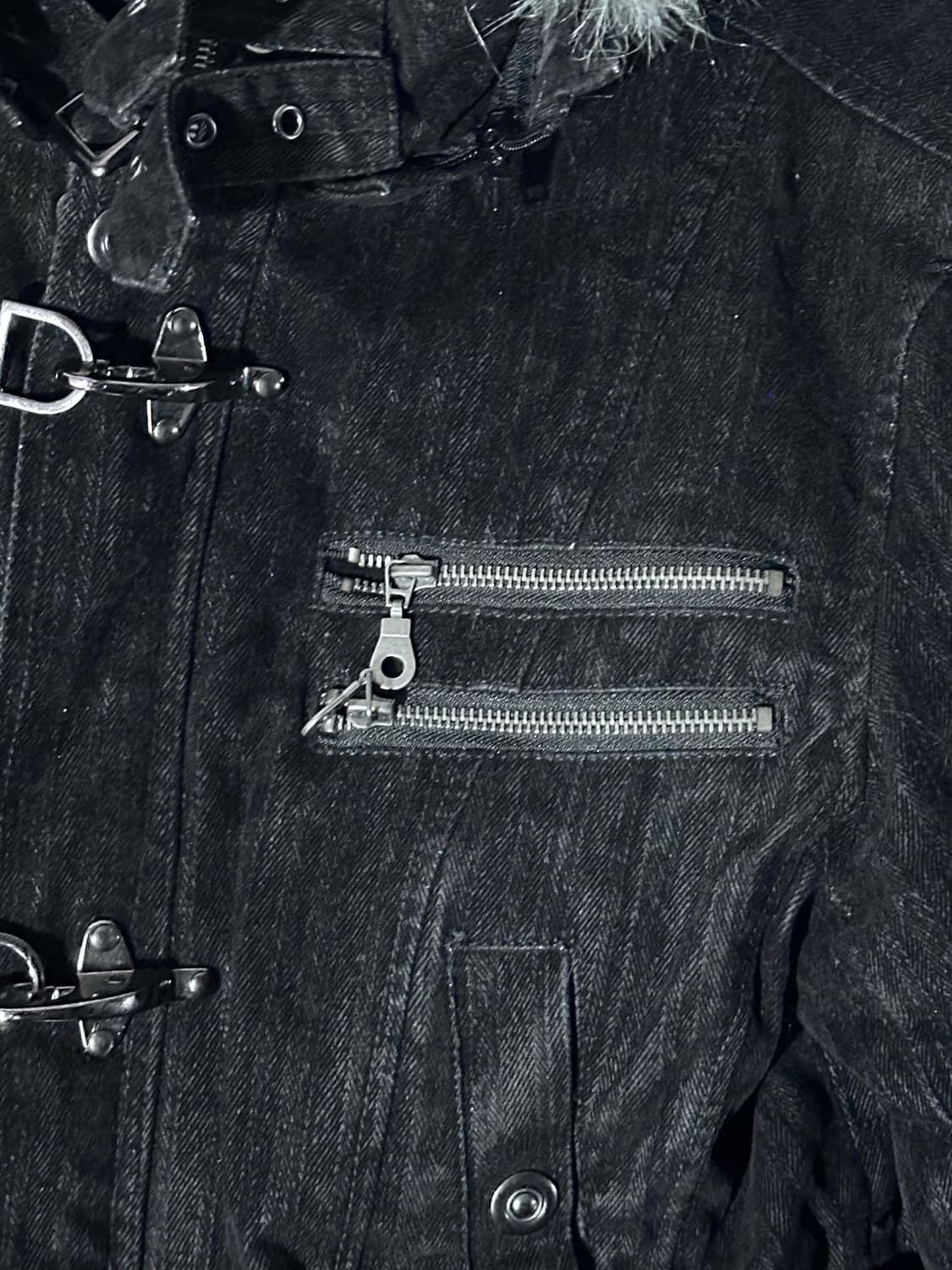 가먼트 펑크 디테일 퍼후드 자켓 상품이미지2