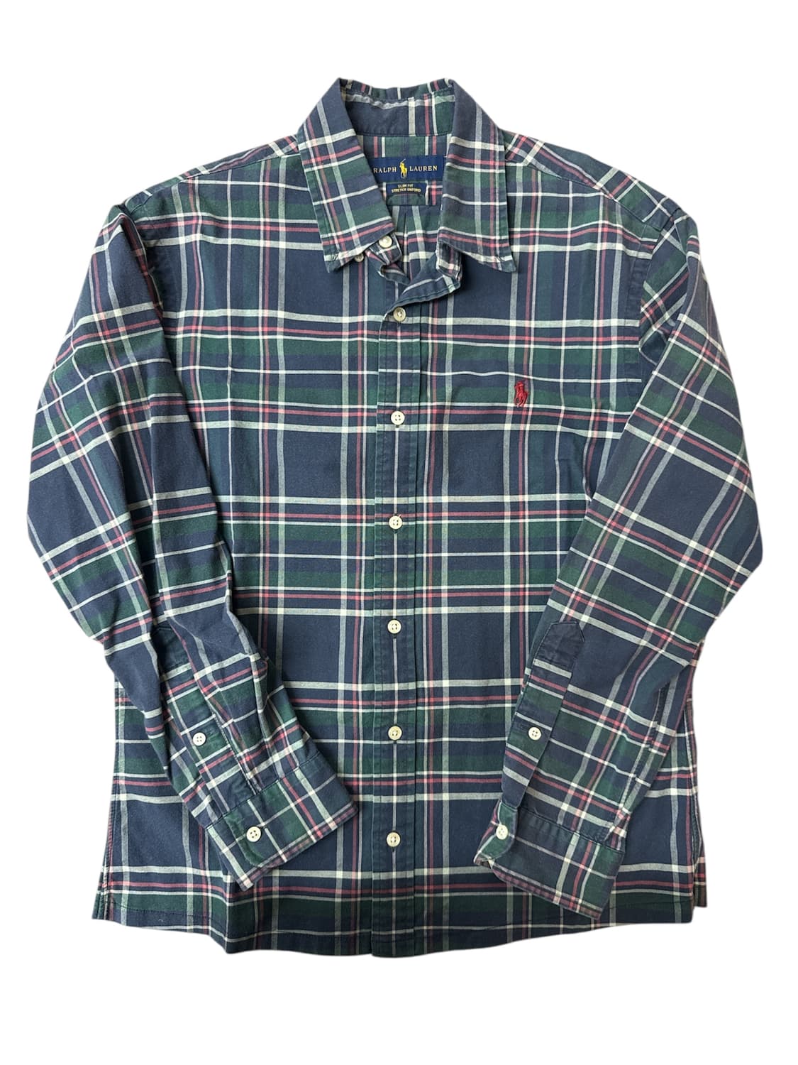 POLO RALPH LAUREN 타탄체크 레드포니 슬림핏 코튼 셔츠 M 상품이미지1