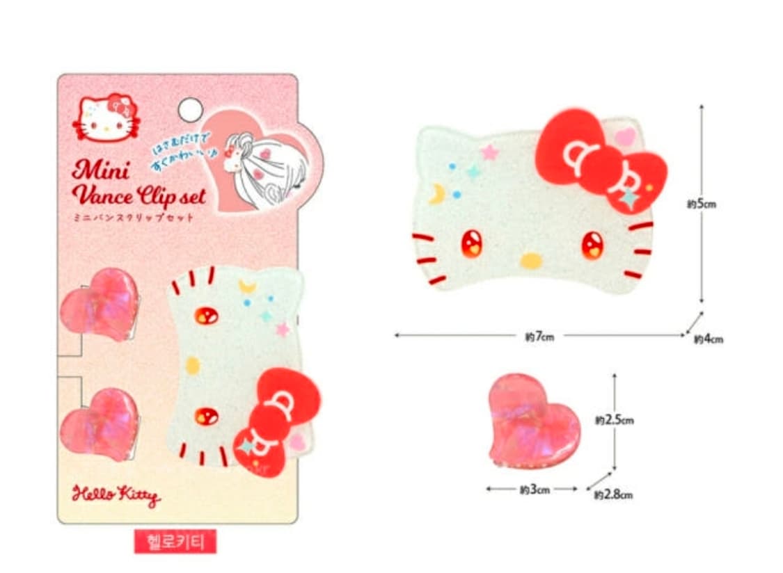 산리오 헬로키티  헤어클립 헤어핀1 머리핀2 3개세트 상품이미지2