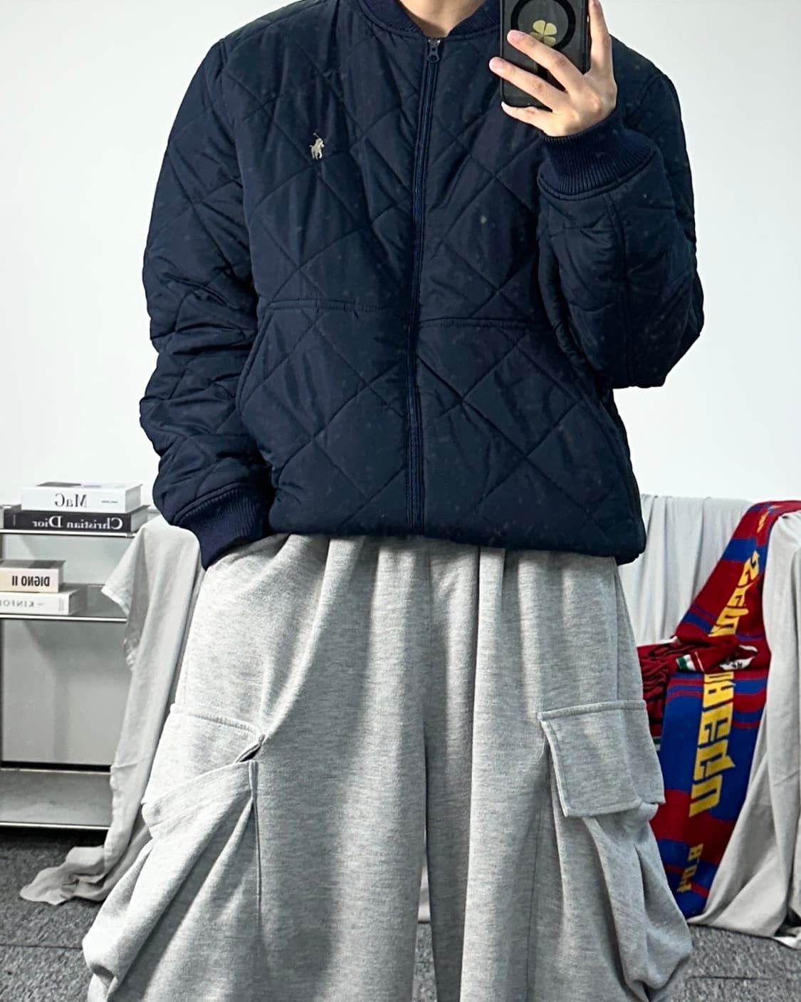 폴로 랄프로렌 네이비 퀄팅 블루종 자켓 XL 상품이미지3