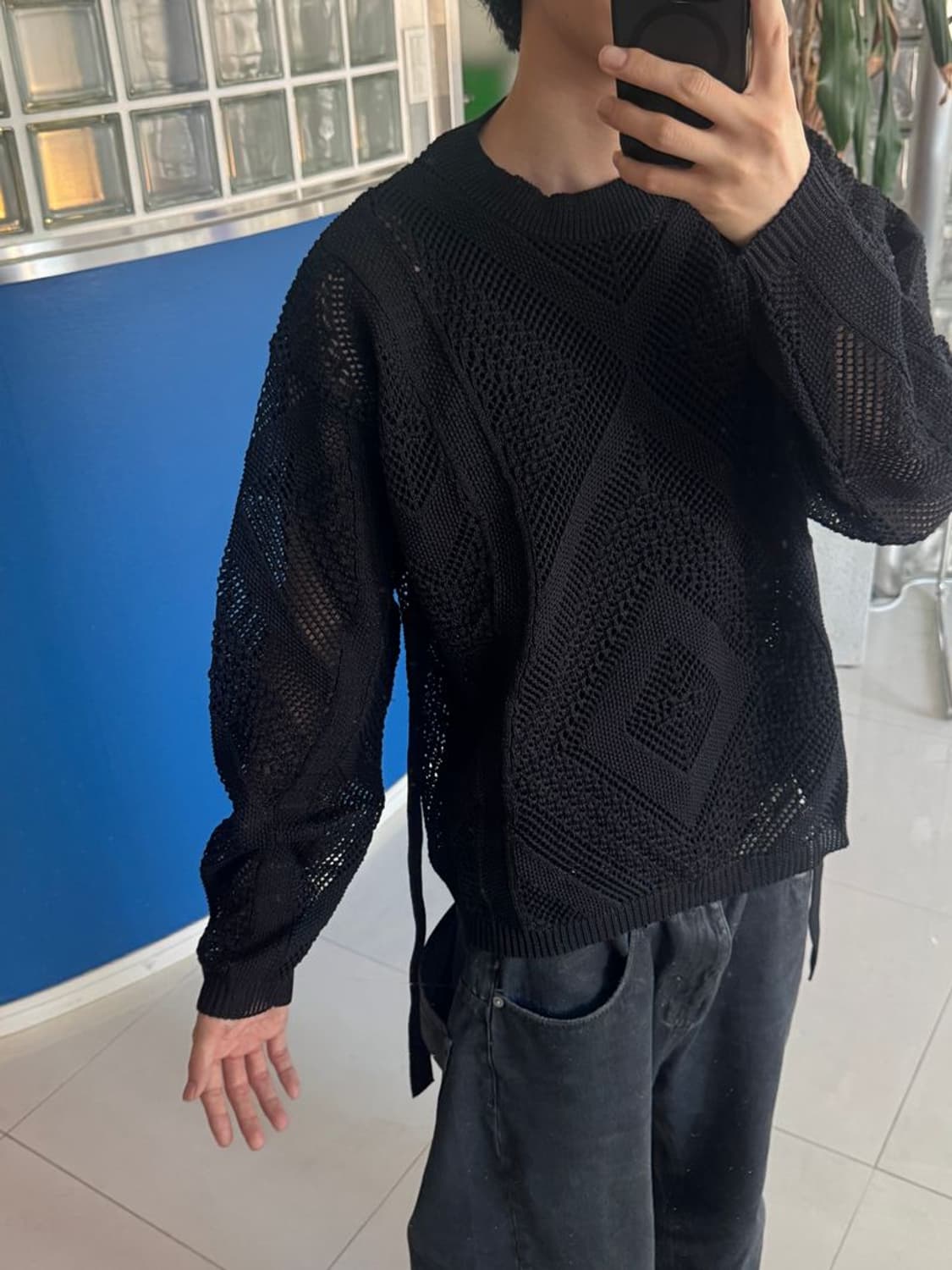 MESH KNIT 지오메트리 메시 니트 상품이미지1