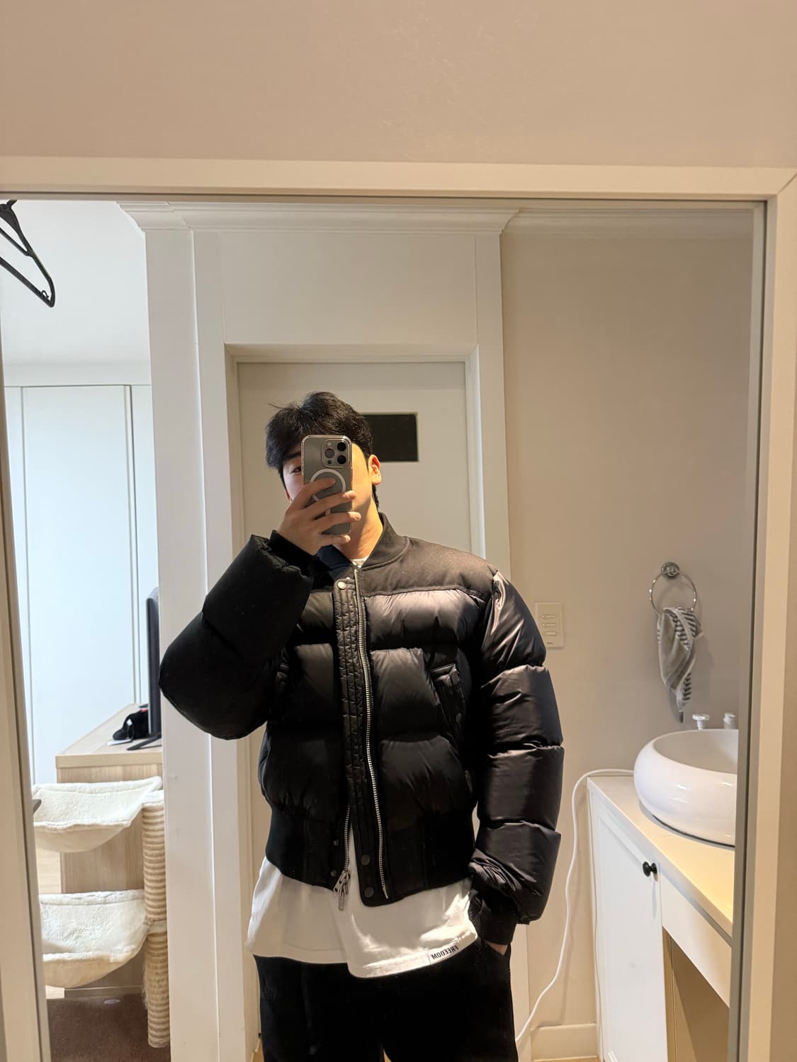 알렌느 크롭드 덕 다운 봄버 자켓 블랙 상품이미지7