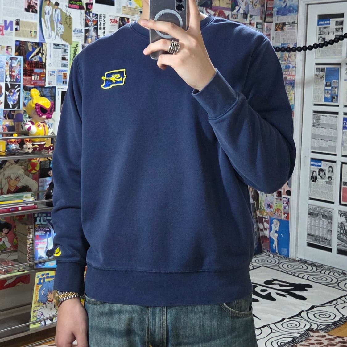 나이키 네이비 패치 빅 프린팅 맨투맨 상품이미지2