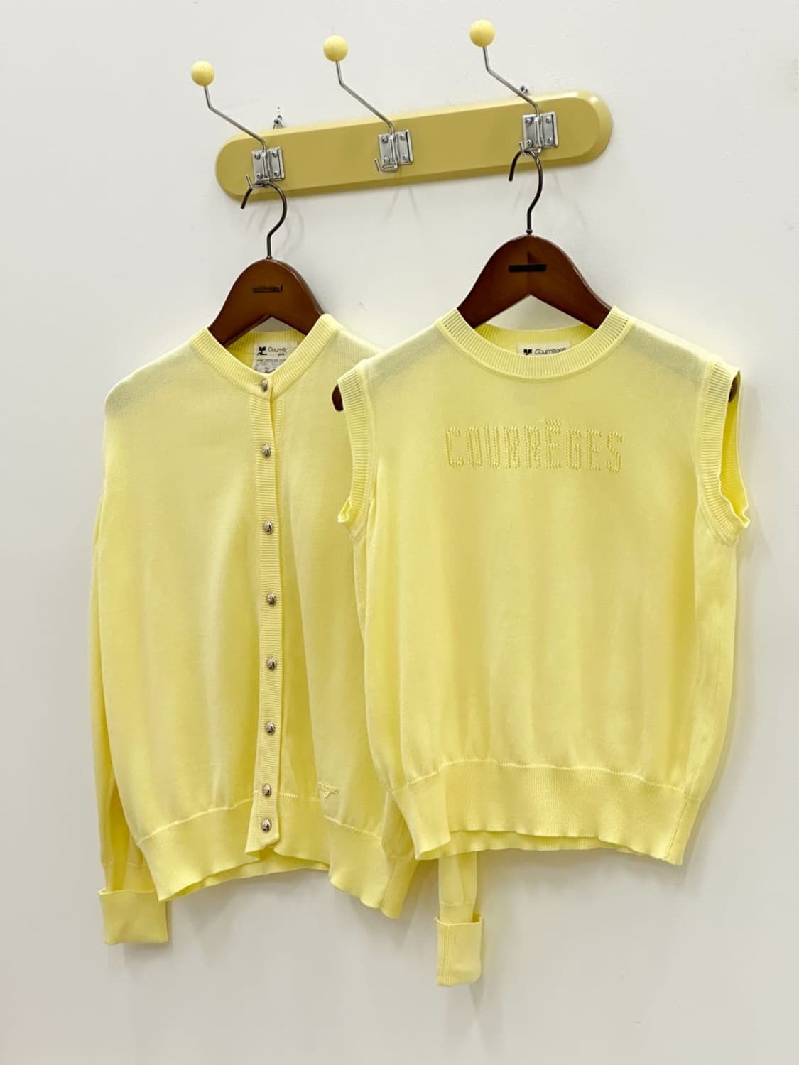 courreges / 꾸레쥬 옐로우 코튼 슬리브리스 + 가디건 세트  상품이미지1