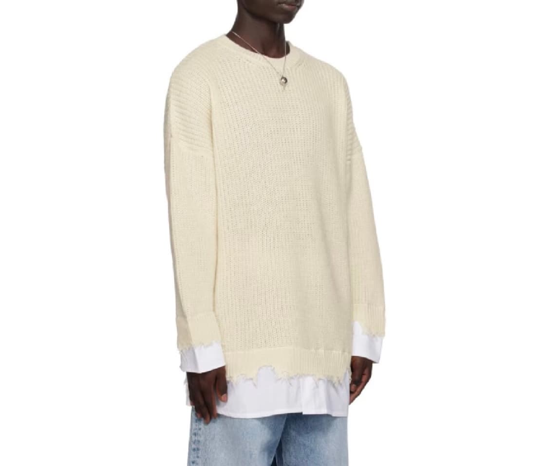 (정품/새상품) 마르지엘라 남성 오프화이트 데미지 레이어드 니트 상품이미지6