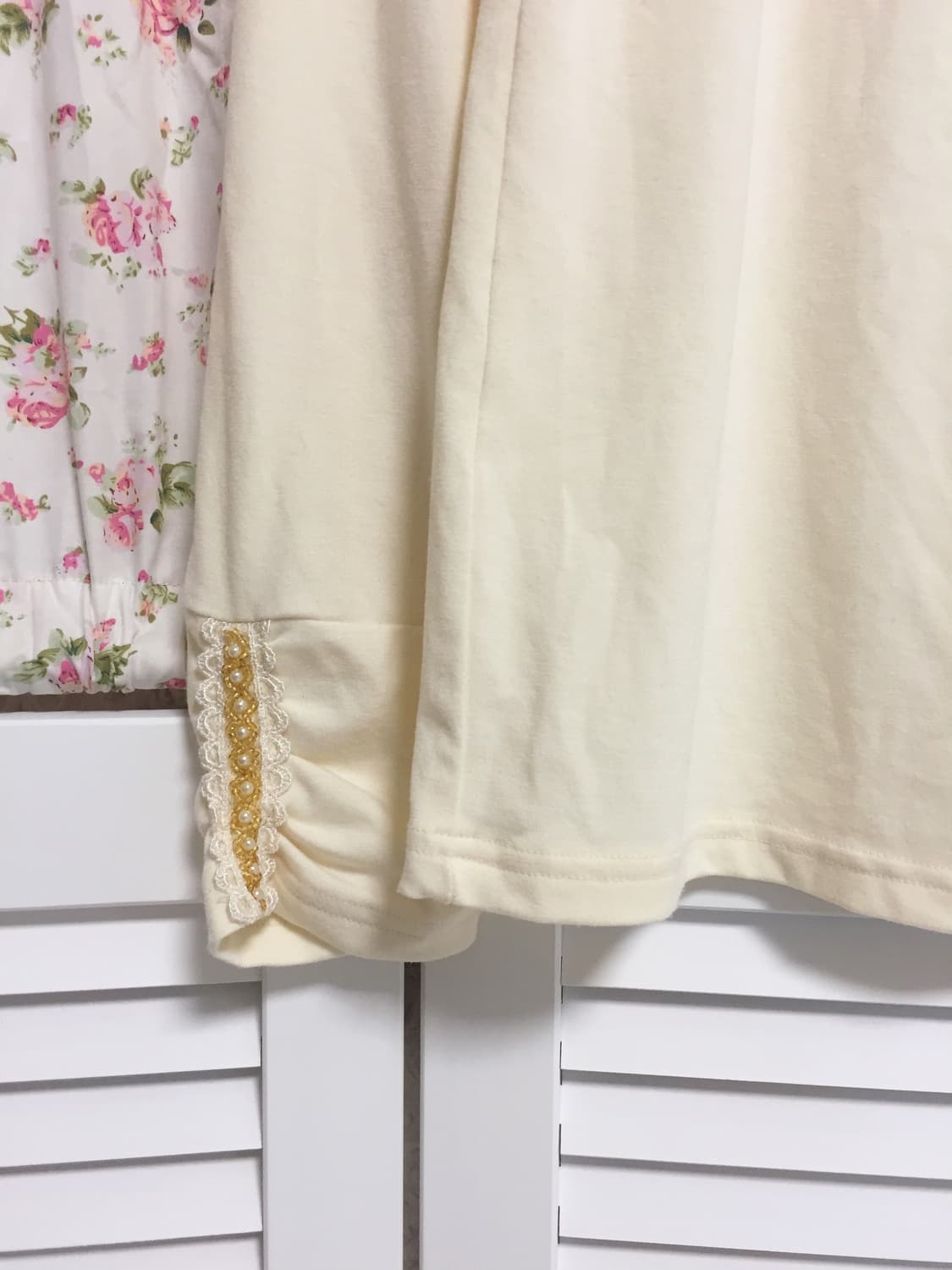 빈티지 엑시즈팜 로즈 레이스 목폴라 슬리브 상품이미지3