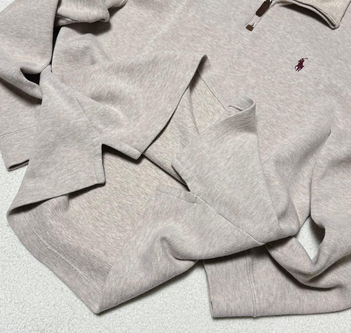 폴로 랄프로렌 베이지 버건디 로고 반집업 상품이미지6