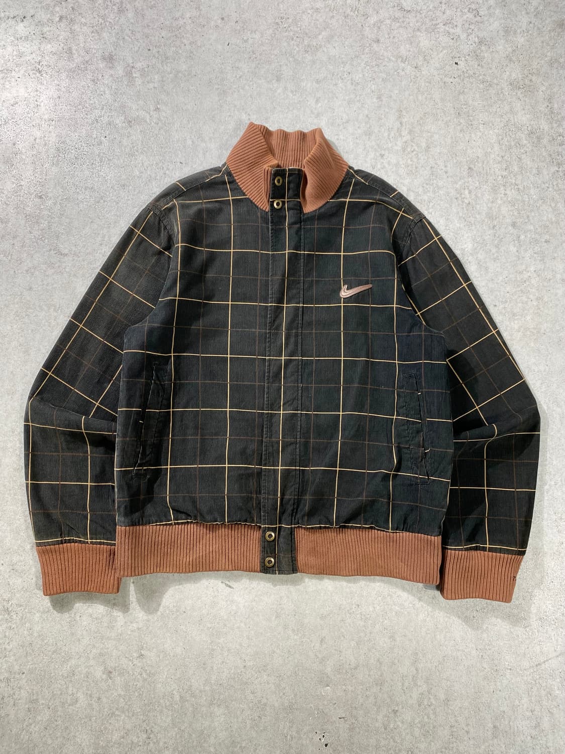 [L] 레어 00s Nike 브라운 스우시 코듀로이 체크 자켓 상품이미지1