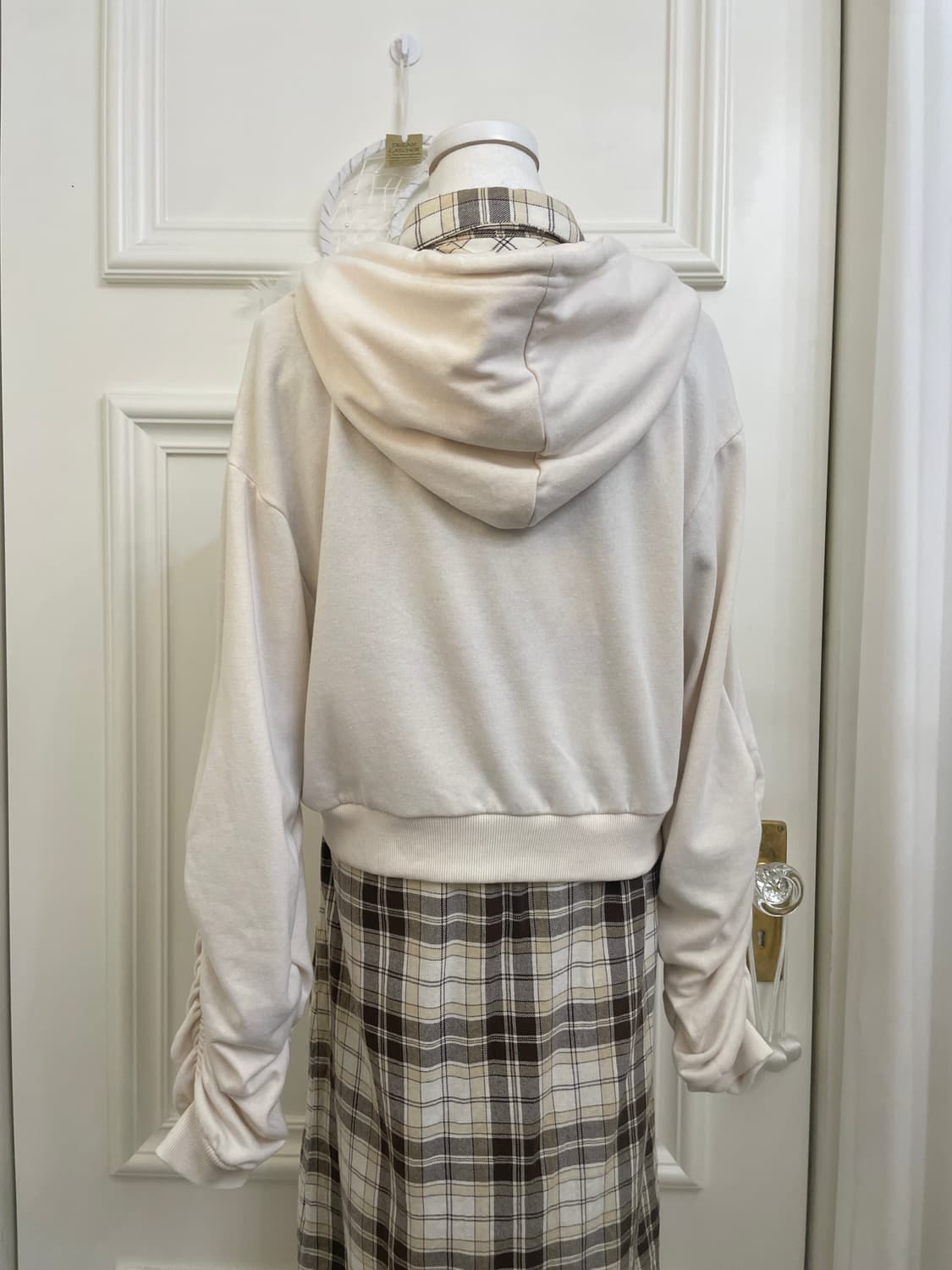 ivory sleeve shirring hoodie-zip(size-L) 상품이미지5