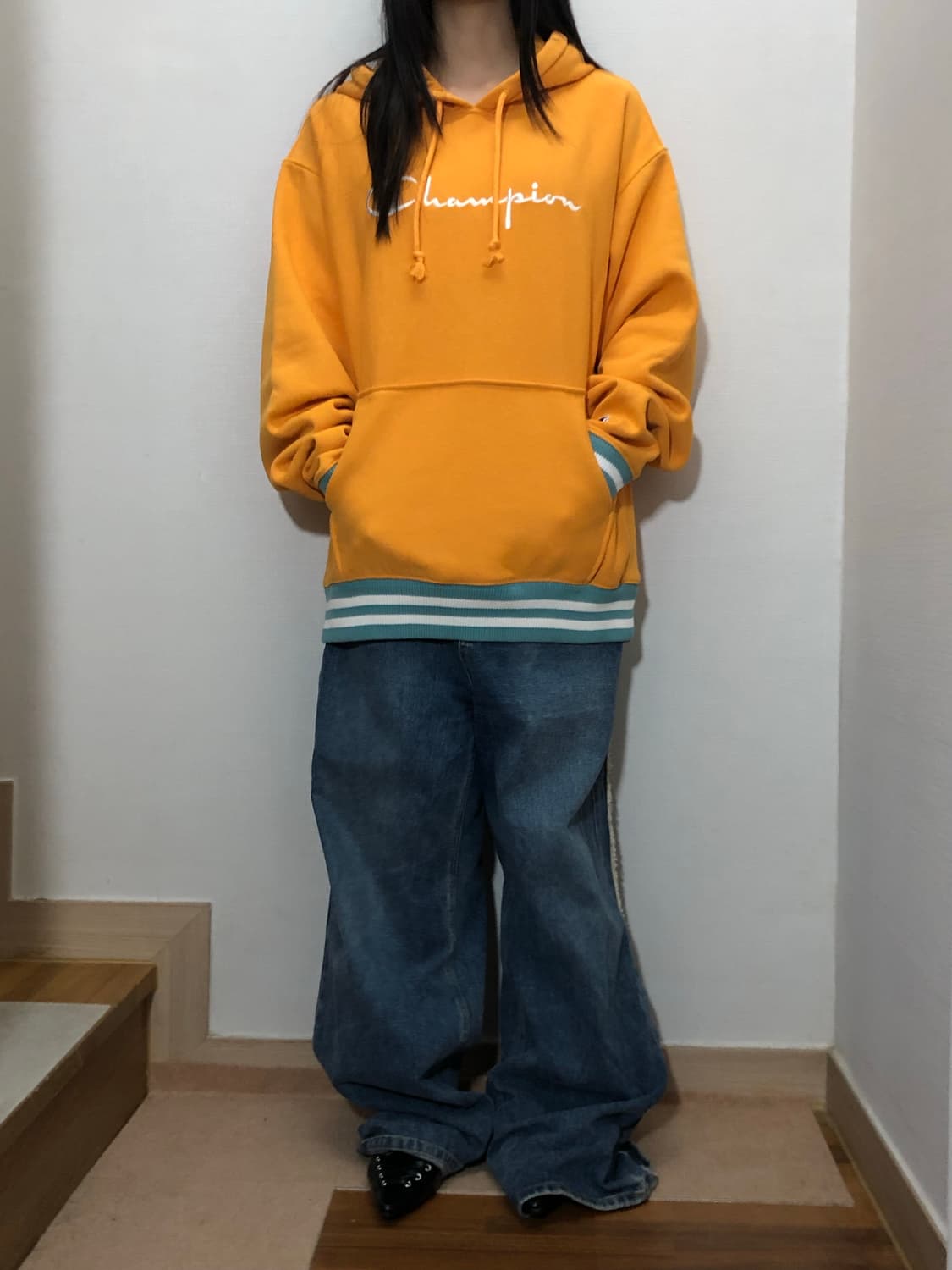 빈티지 챔피온 옐로우 후디 상품이미지4