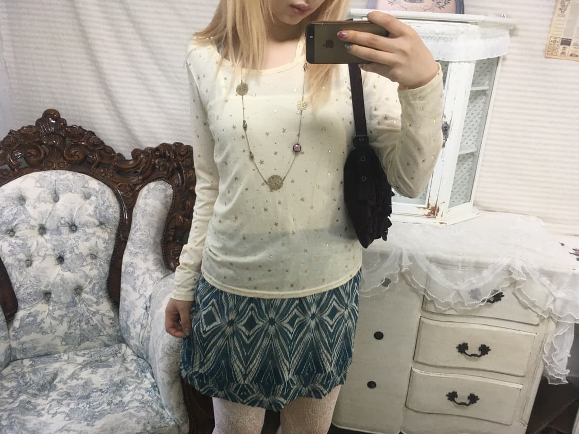 일본빈티지 아이보리 별 패턴 롱슬리브 상품이미지3