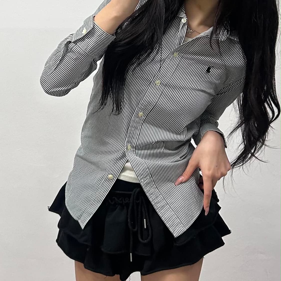 폴로 랄프로렌 현행QR 스트라이프 걸즈 셔츠(0) 상품이미지2