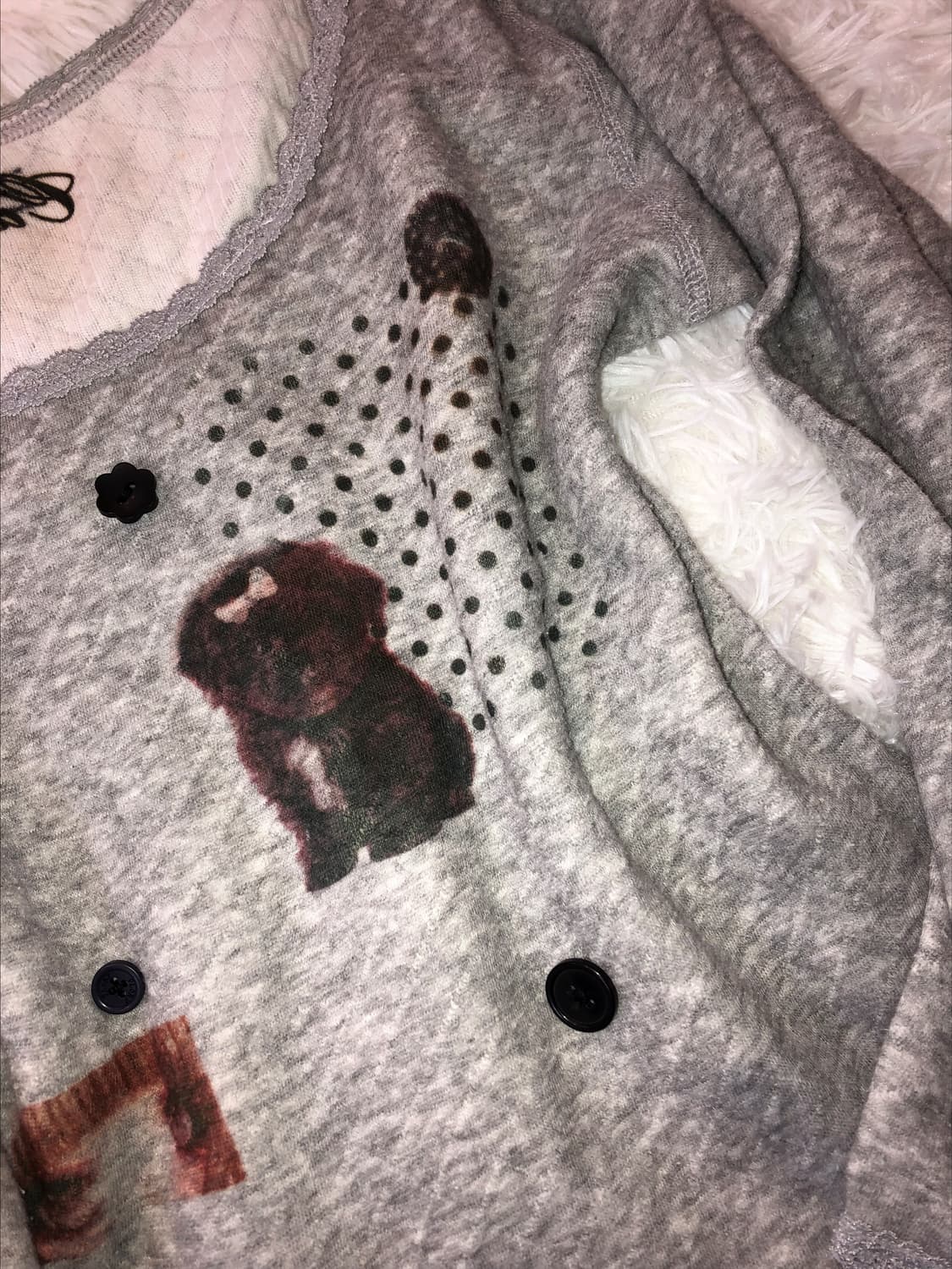 grey cute puppy top 상품이미지3