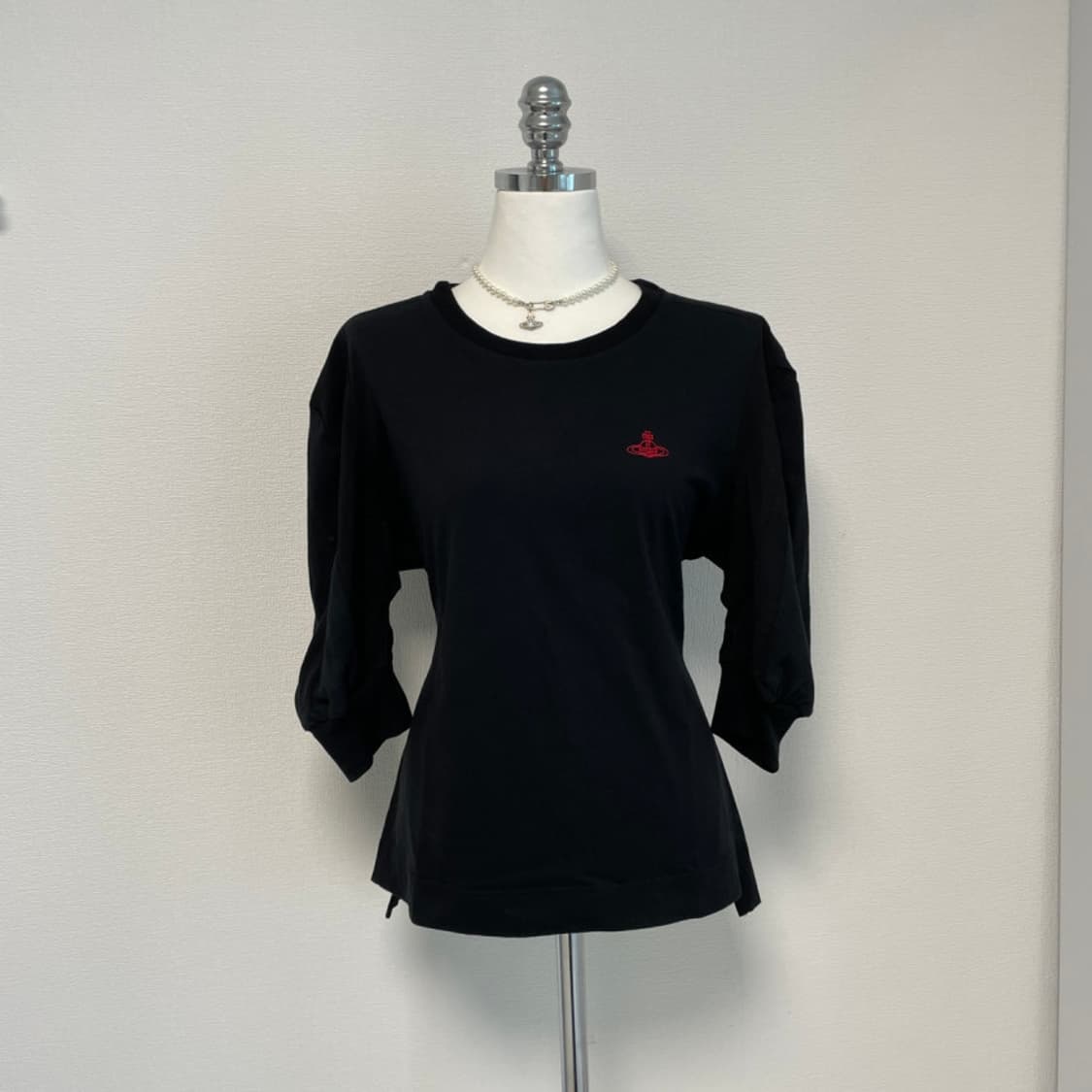 비비안웨스트우드 레드라벨 퍼프 소매 티셔츠-블랙 상품이미지3