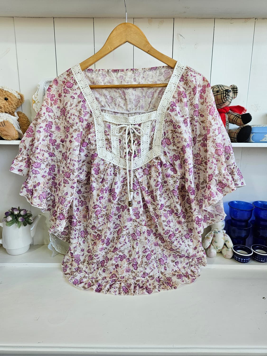 플라워 케이프 블라우스 (모리걸 무드) 상품이미지1