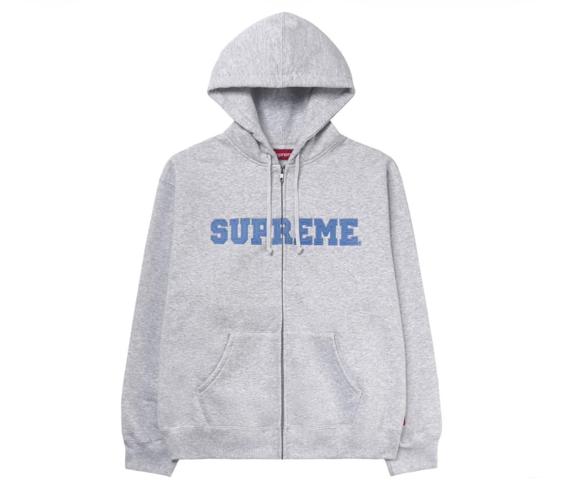 슈프림 컬리지에이트 아플리케 집업 후드 스웨트셔츠 애쉬 그레이 - 25F 상품이미지1