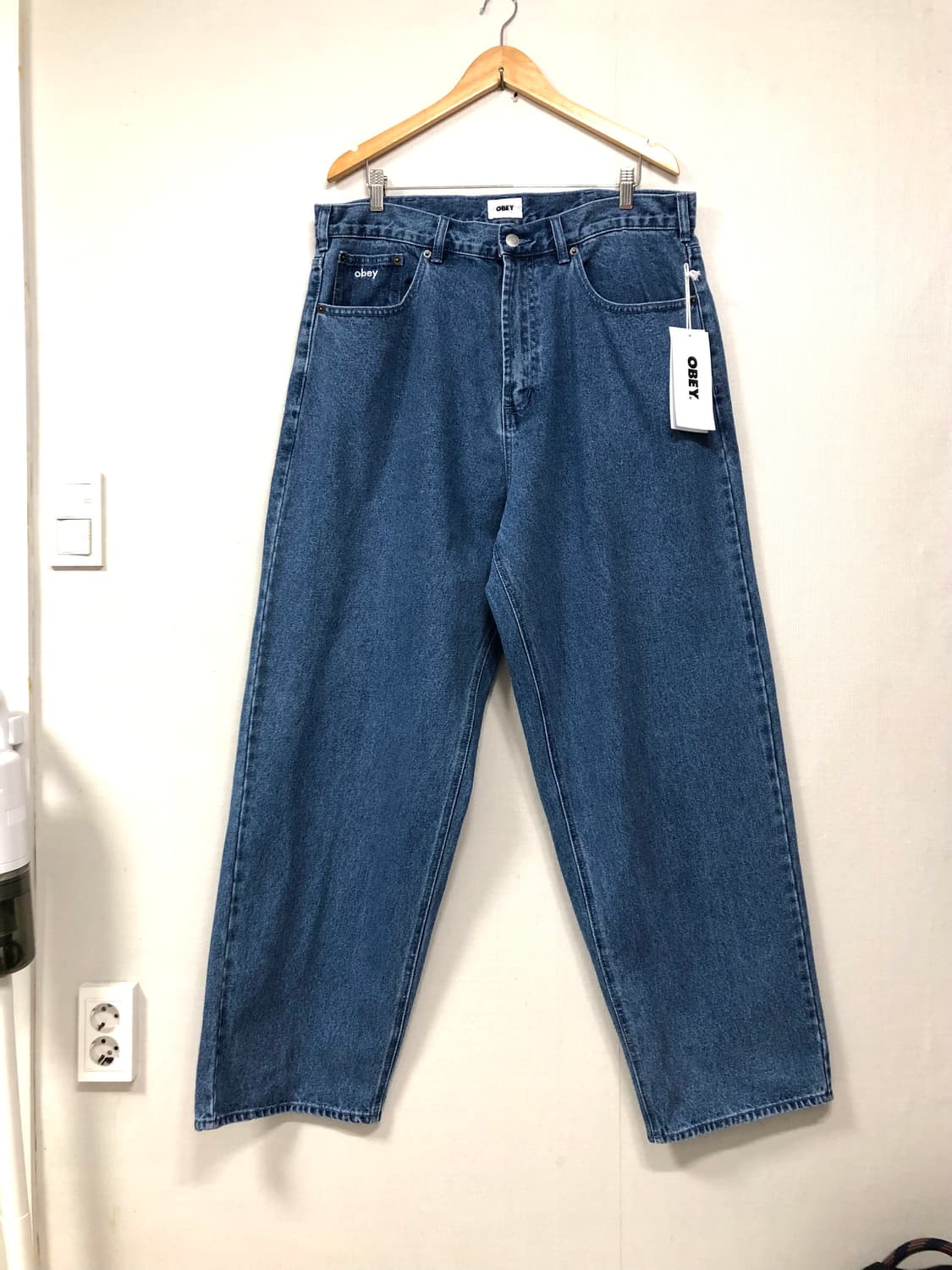 새상품) OBEY 오베이 와이드 루즈 배기 데님팬츠 36 _ 라이트인디고 상품이미지1