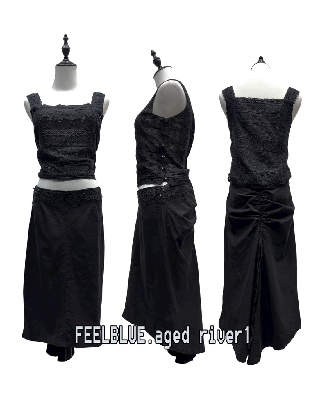 All Black fairy top skirt cardigan 3pcs  상품이미지4