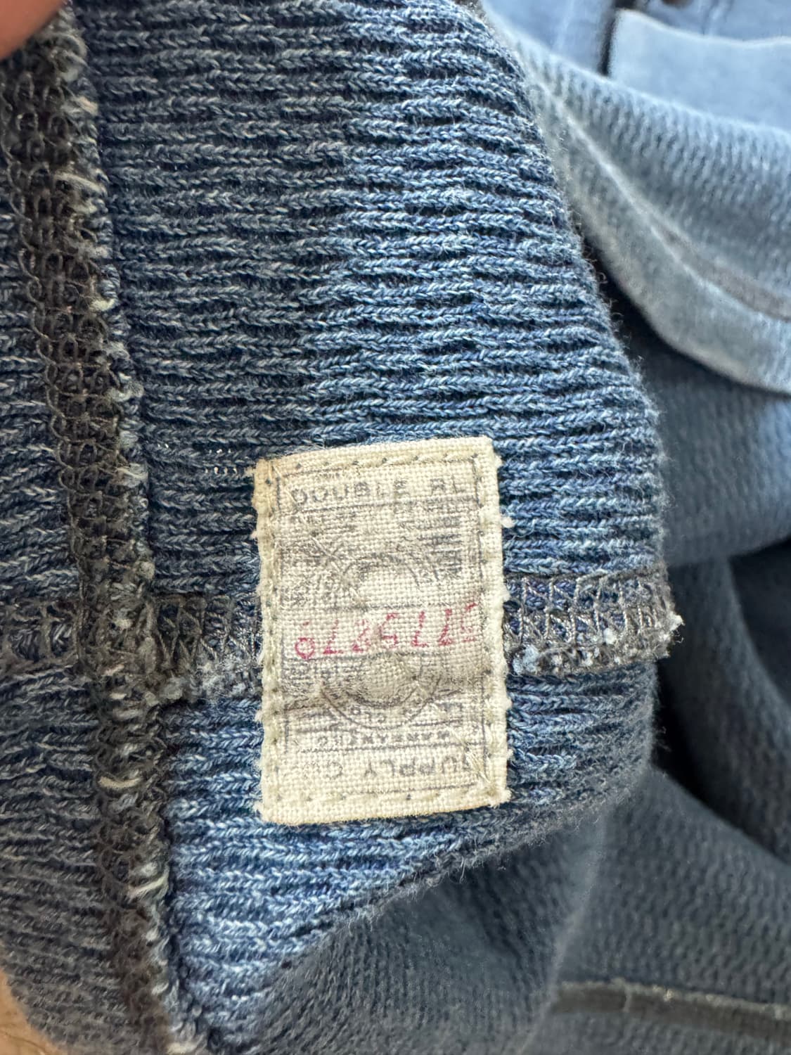 XL 더블알엘 인디고 자카드 헨리넥 와플 니트 티셔츠 상품이미지6