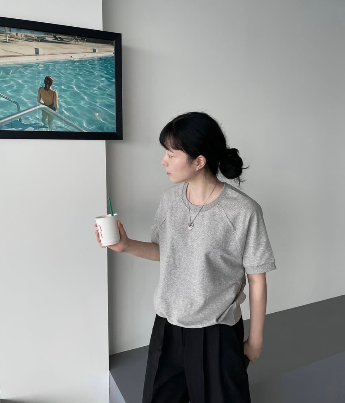 그레이 반팔 맨투맨 상품이미지3