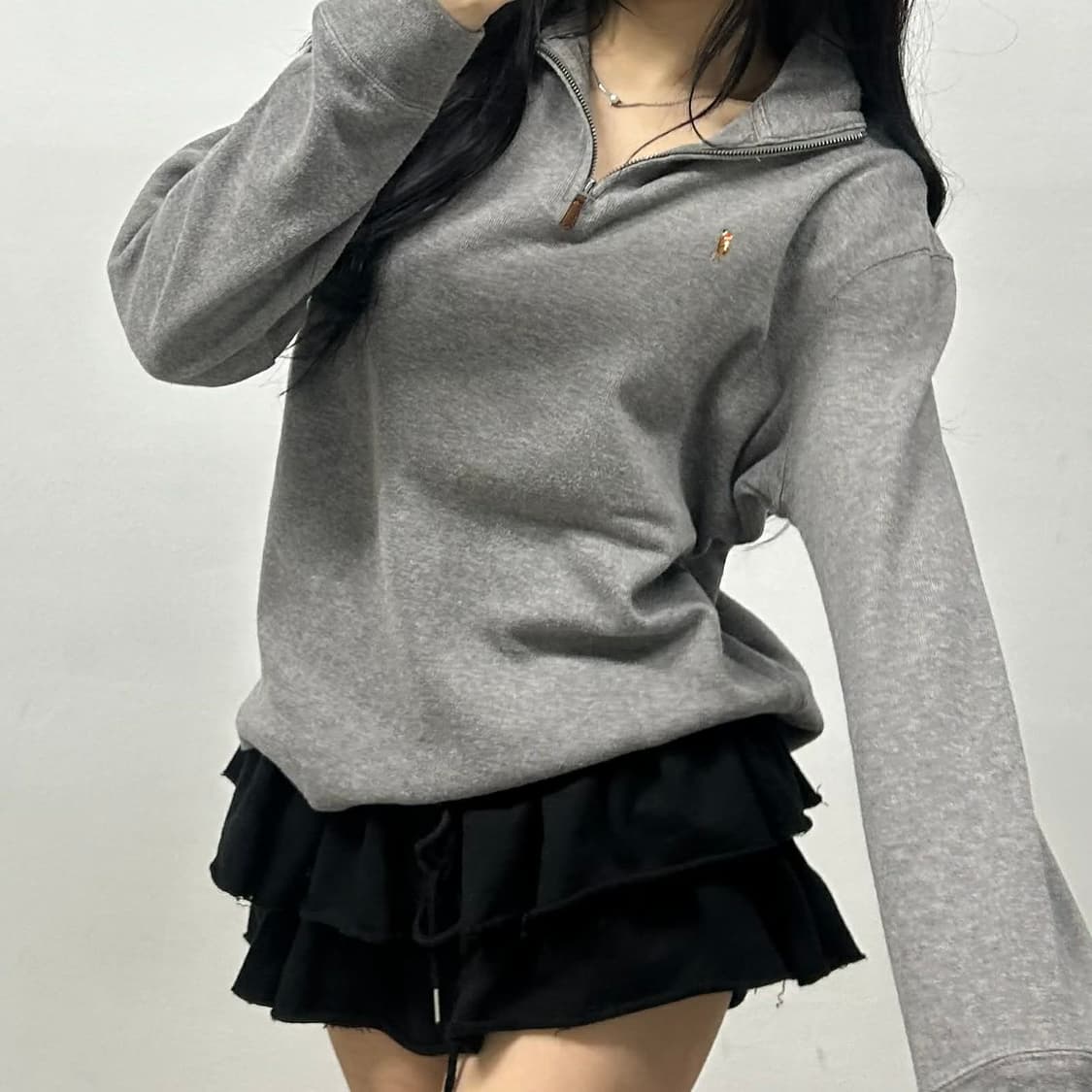 폴로 랄프로렌 신형 큐알택 그레이 코튼 니트 하프 집업(S) 상품이미지2