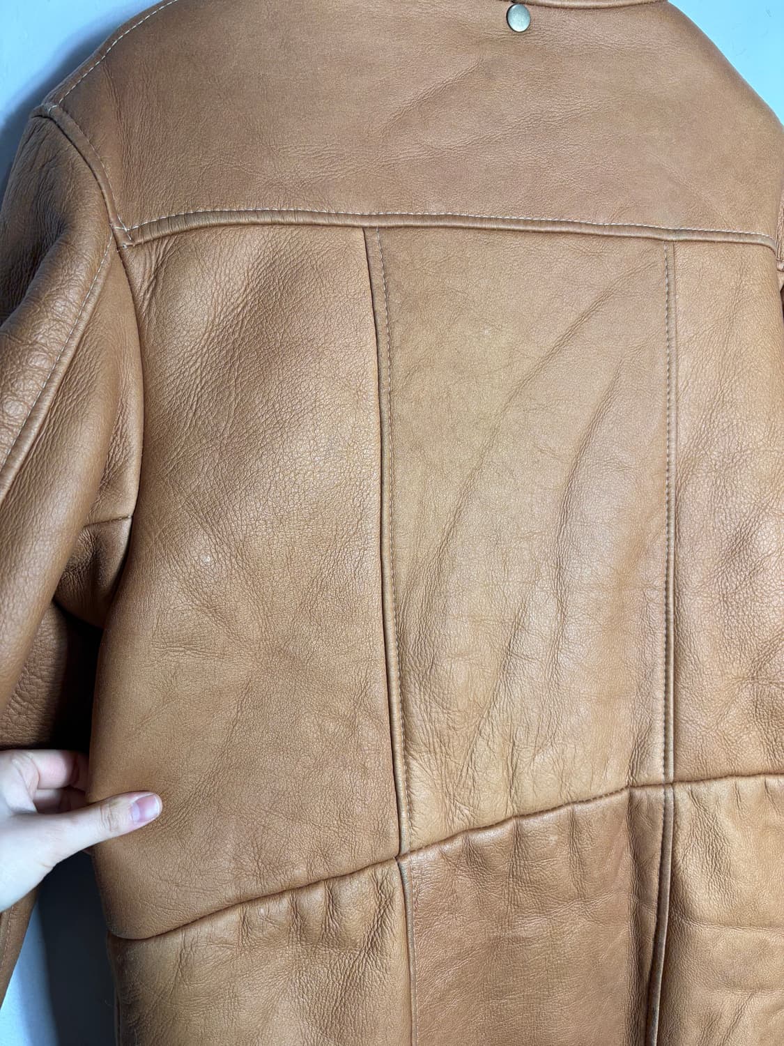 리얼 무스탕 더플 하프 코트 상품이미지8