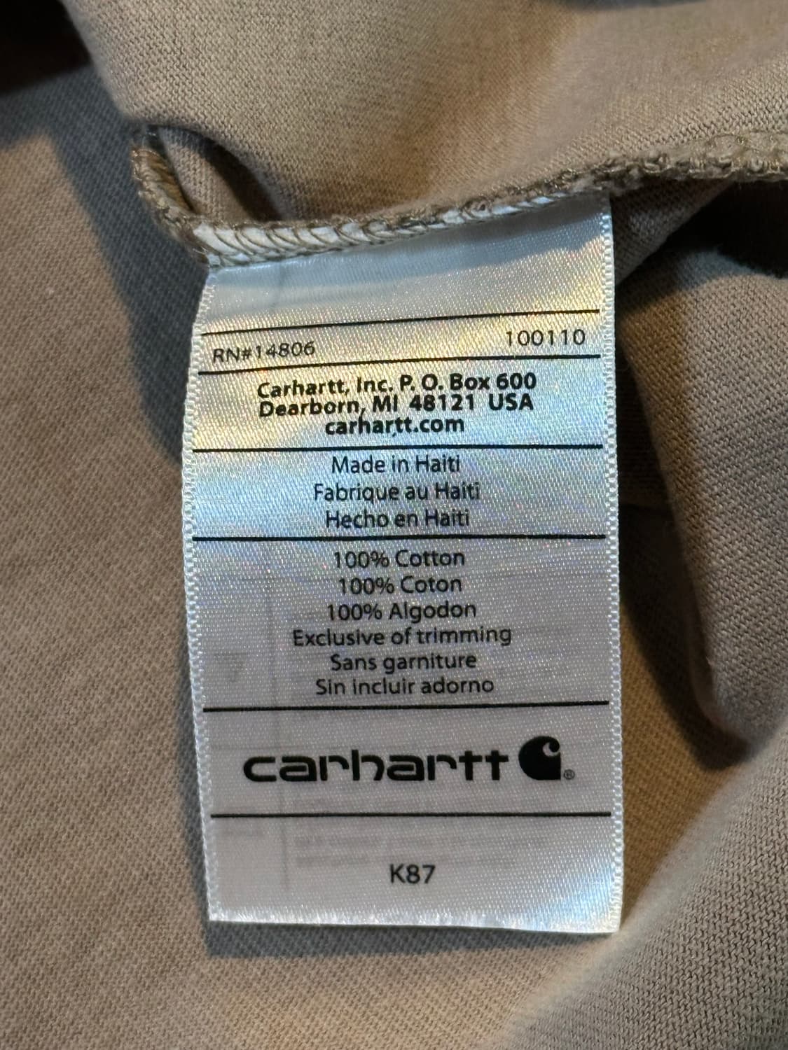 칼하트 CARHARTT 오리지널핏 포켓 반팔 티셔츠 베이지 상품이미지5