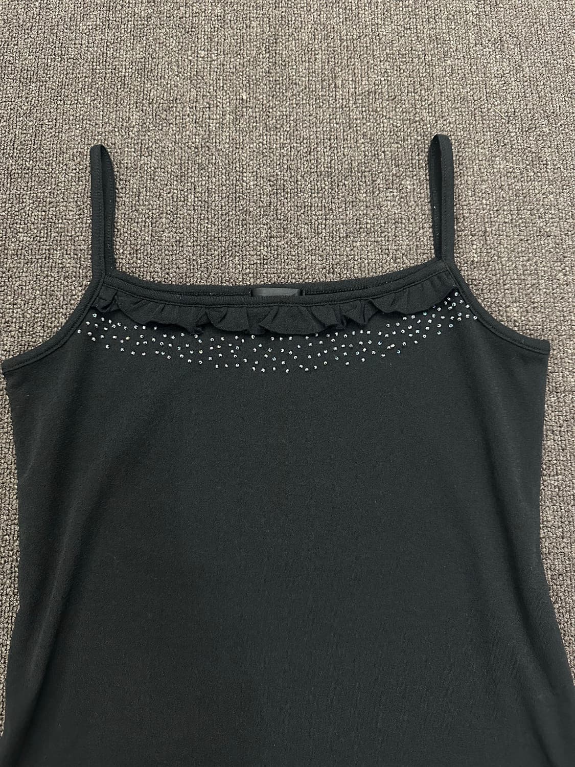 M)Japanese vintage 비즈 레이스 블랙 나시 상품이미지2