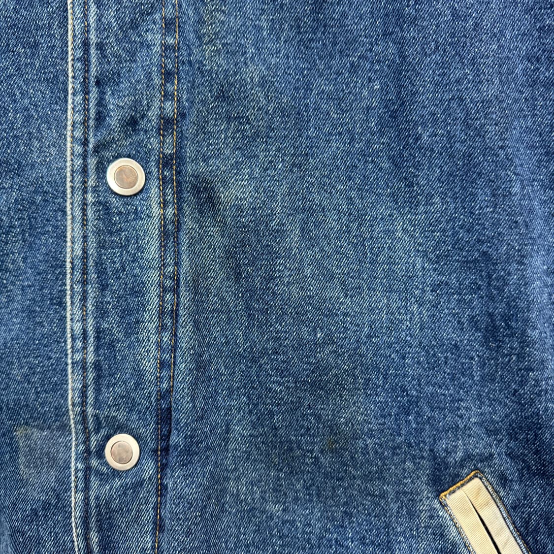 90s USA VINTAGE 데님 바시티자켓 베이지 배색 진청 상품이미지9