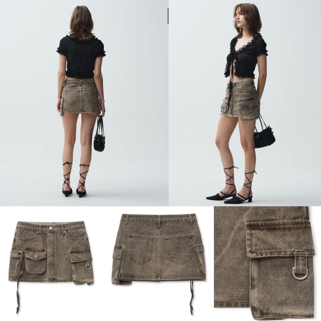 미드나잇무브 pk 워싱 카고 스커트 베이지 S 새상품 ( 품절사이즈 상품이미지2