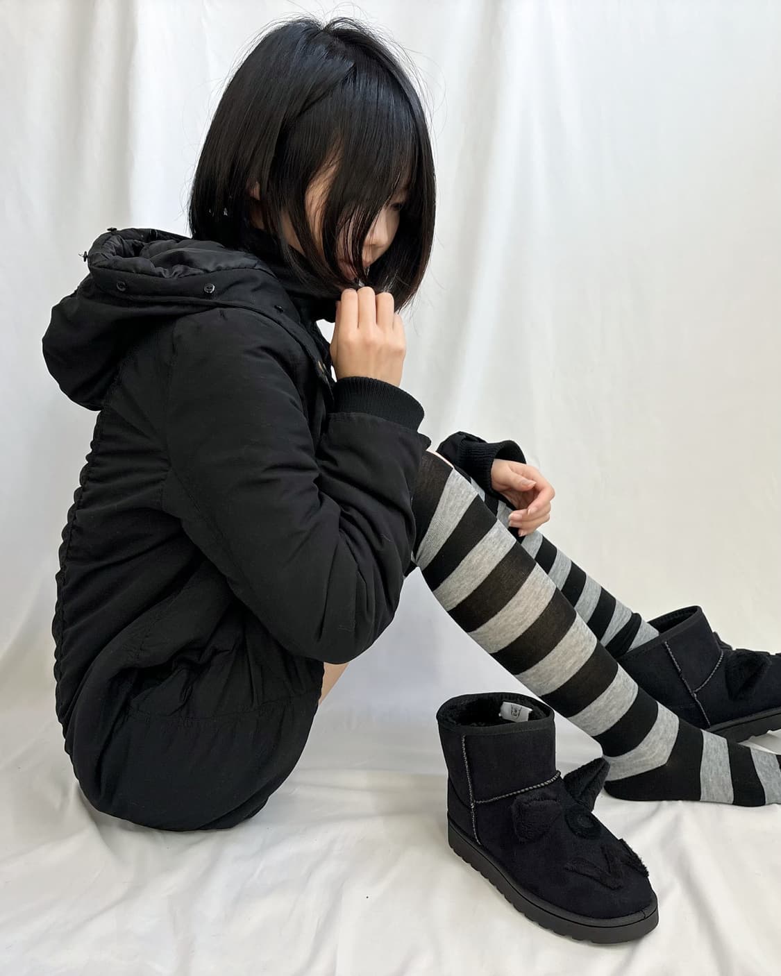 Custom🐾)Cat-Ear ow ugg boots(black) 상품이미지9