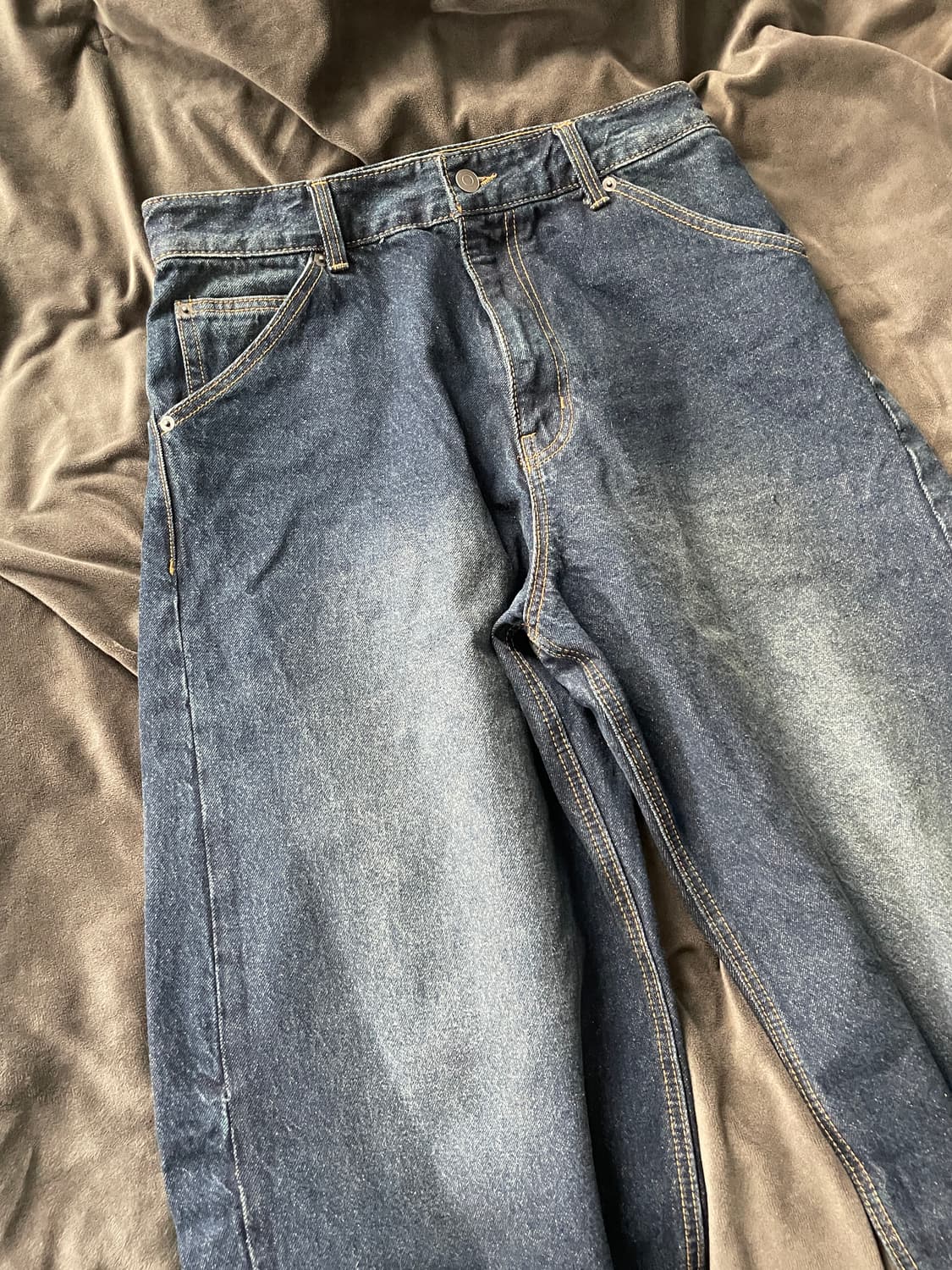 비긴202 아크 커브드 데님 와이드 팬츠 다크 블루 2사이즈 상품이미지1