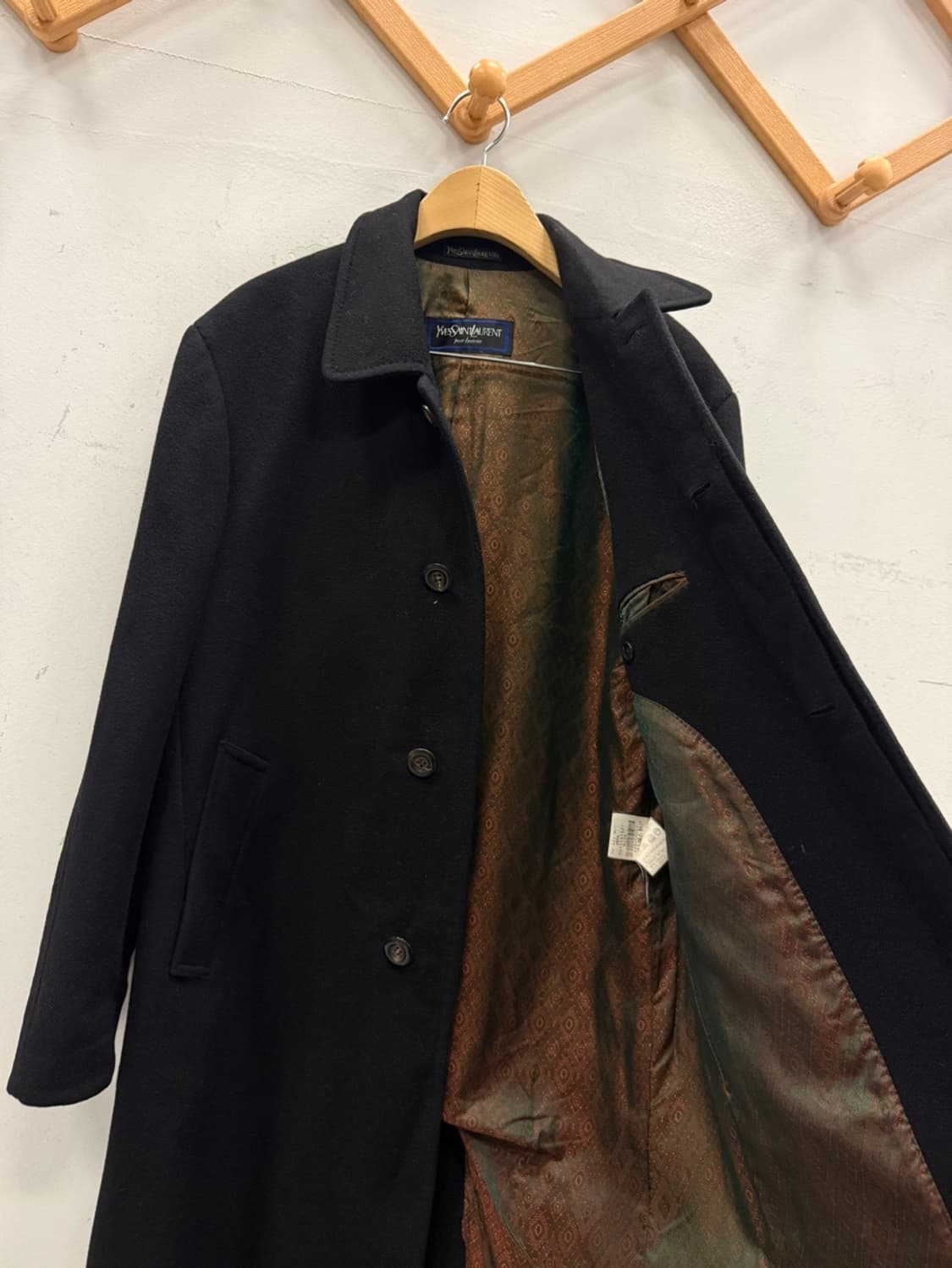 YSL 울 롱 코트 블랙 46 (남성95) 상품이미지5