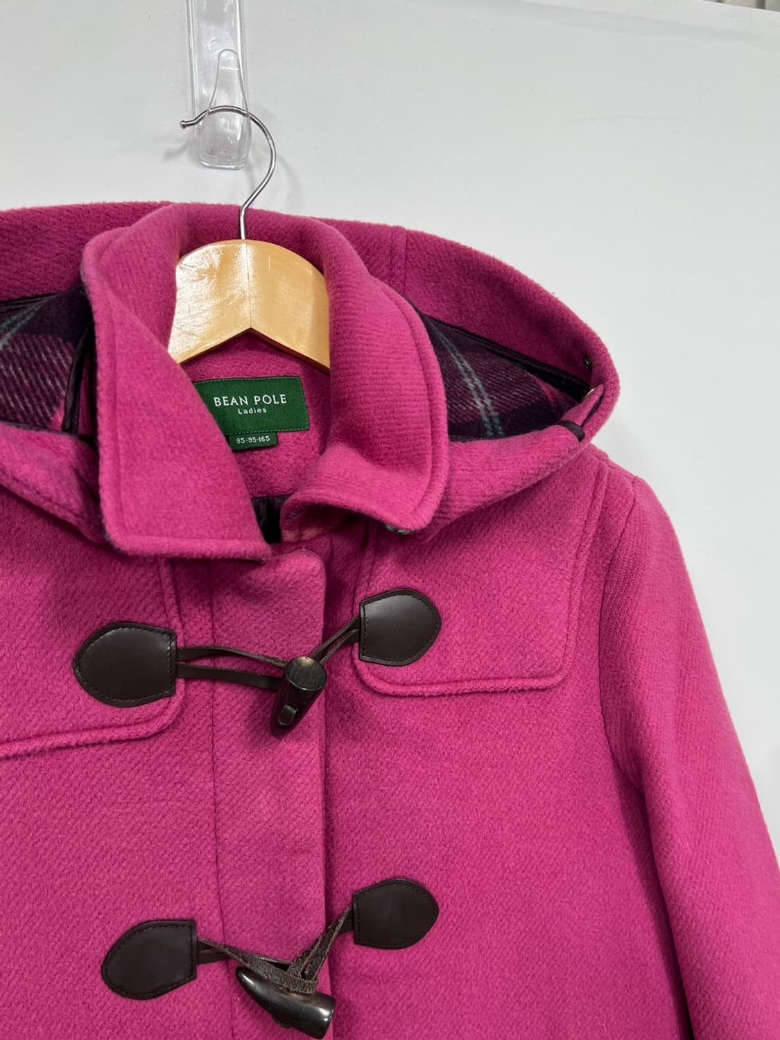 빈폴 안감체크 후드 떡볶이 코트 상품이미지2