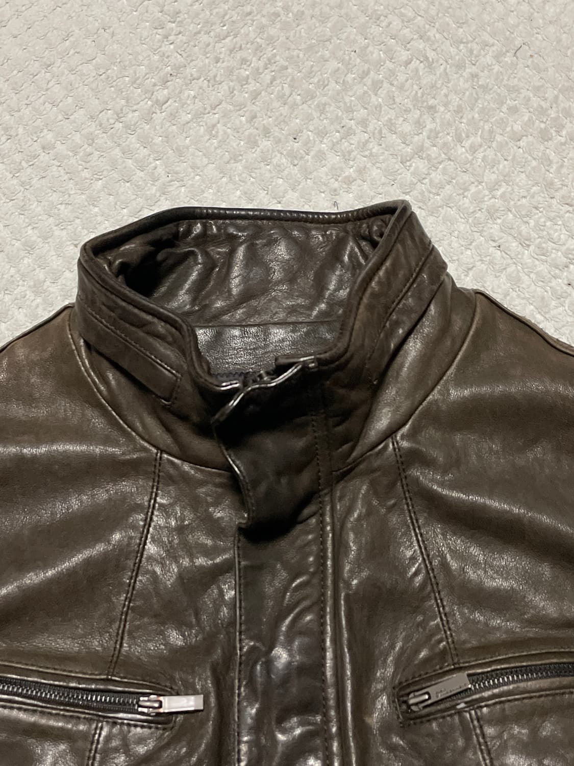 SIEG 웨스턴 무드 램스킨 양가죽 절개 레더 자켓 상품이미지5