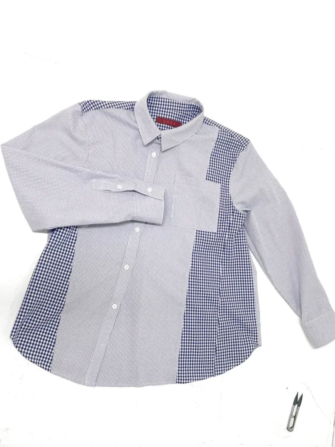 sakk 싹 비대칭 오버핏 블루 체크 셔츠 상품이미지3