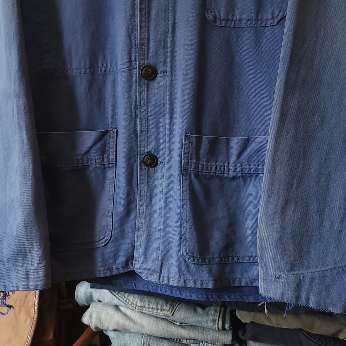 60s 프렌치 워크자켓 프렌치자켓 블루 페이딩 48 상품이미지6