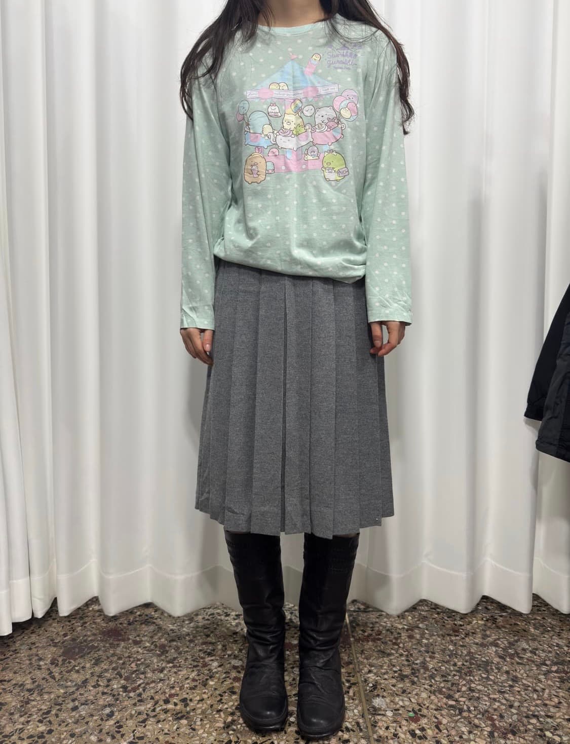 Oxford 그레이 울 플리츠 스커트 상품이미지2