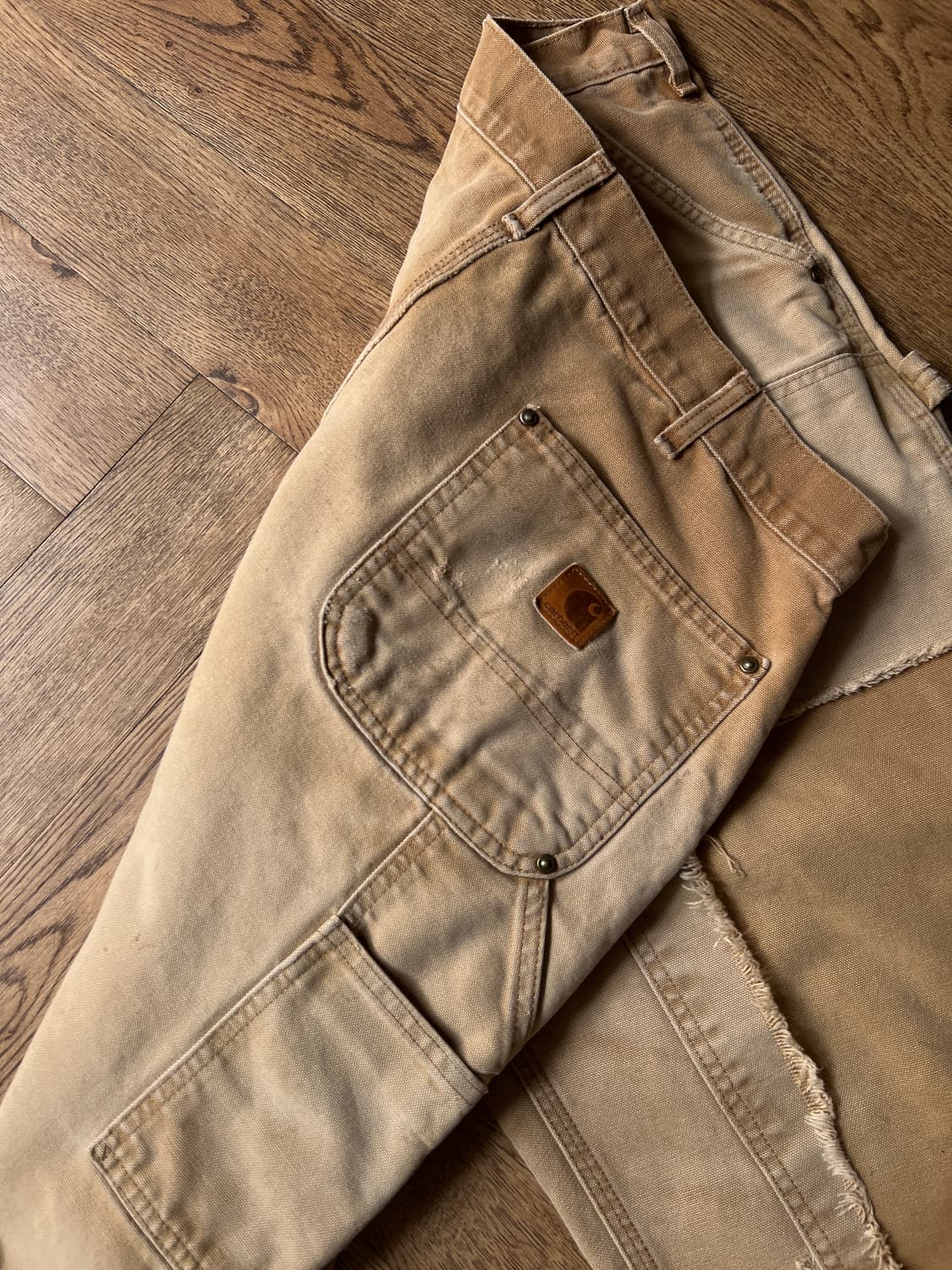 [36]칼하트 USA 더티 디스트로이드 브라운 더블니 워크 팬츠 상품이미지7