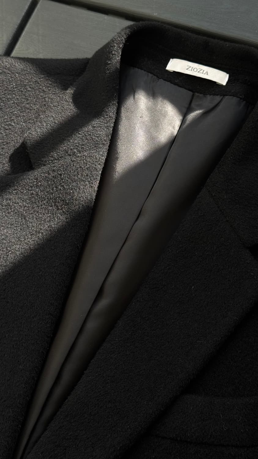 지오지아 캐시미어 혼방 체스터 블랙 코트 95 상품이미지2