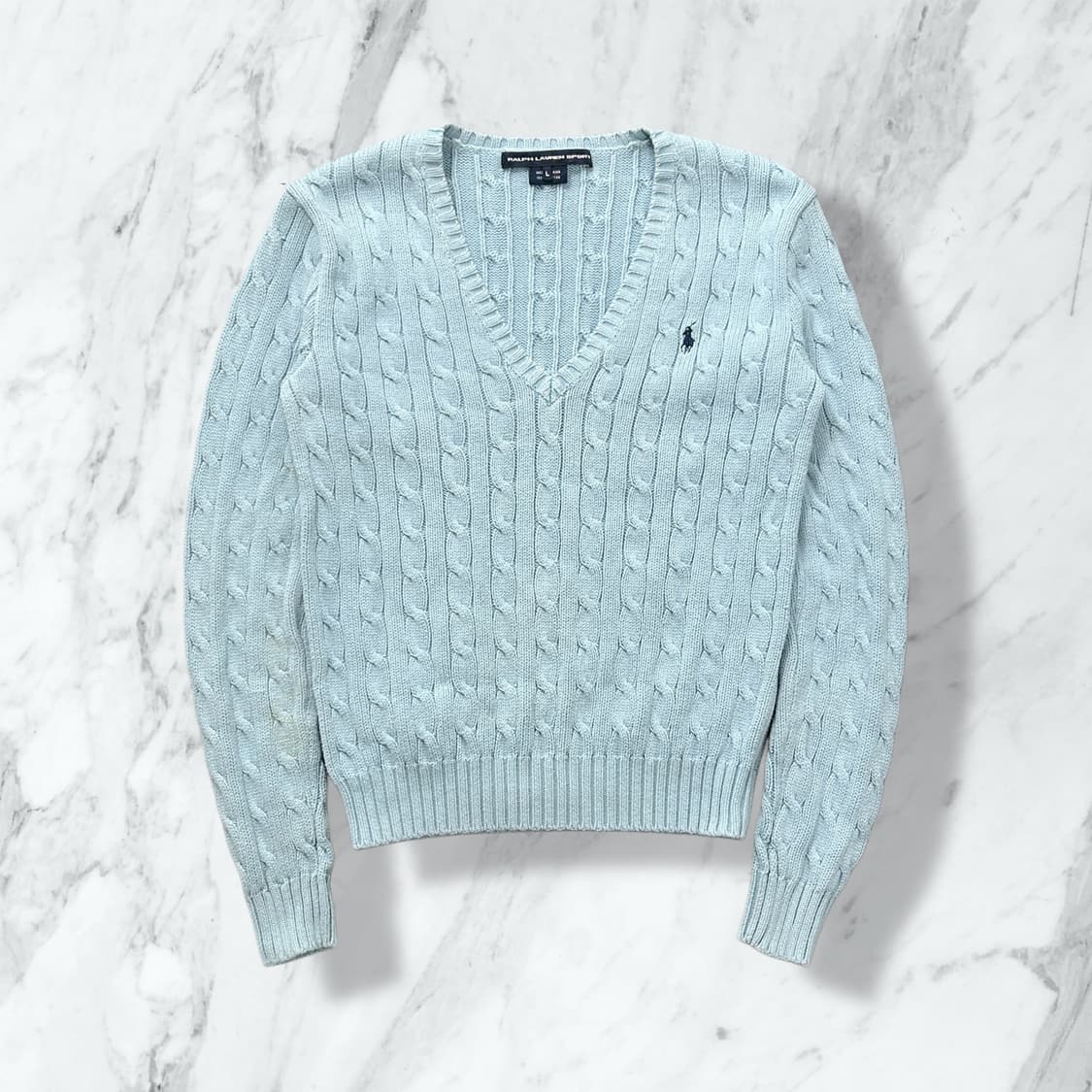 폴로 랄프로렌 스포츠 스카이블루 코튼 브이넥 니트 상품이미지1