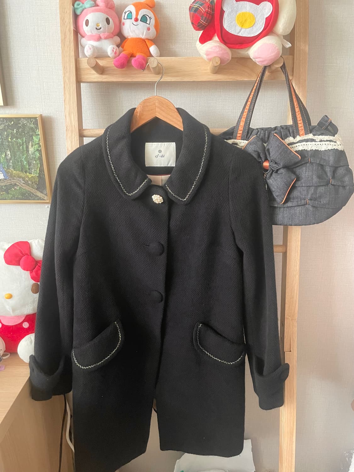 모리걸 빈티지 블랙 카라 코트 🖤🤍 상품이미지3