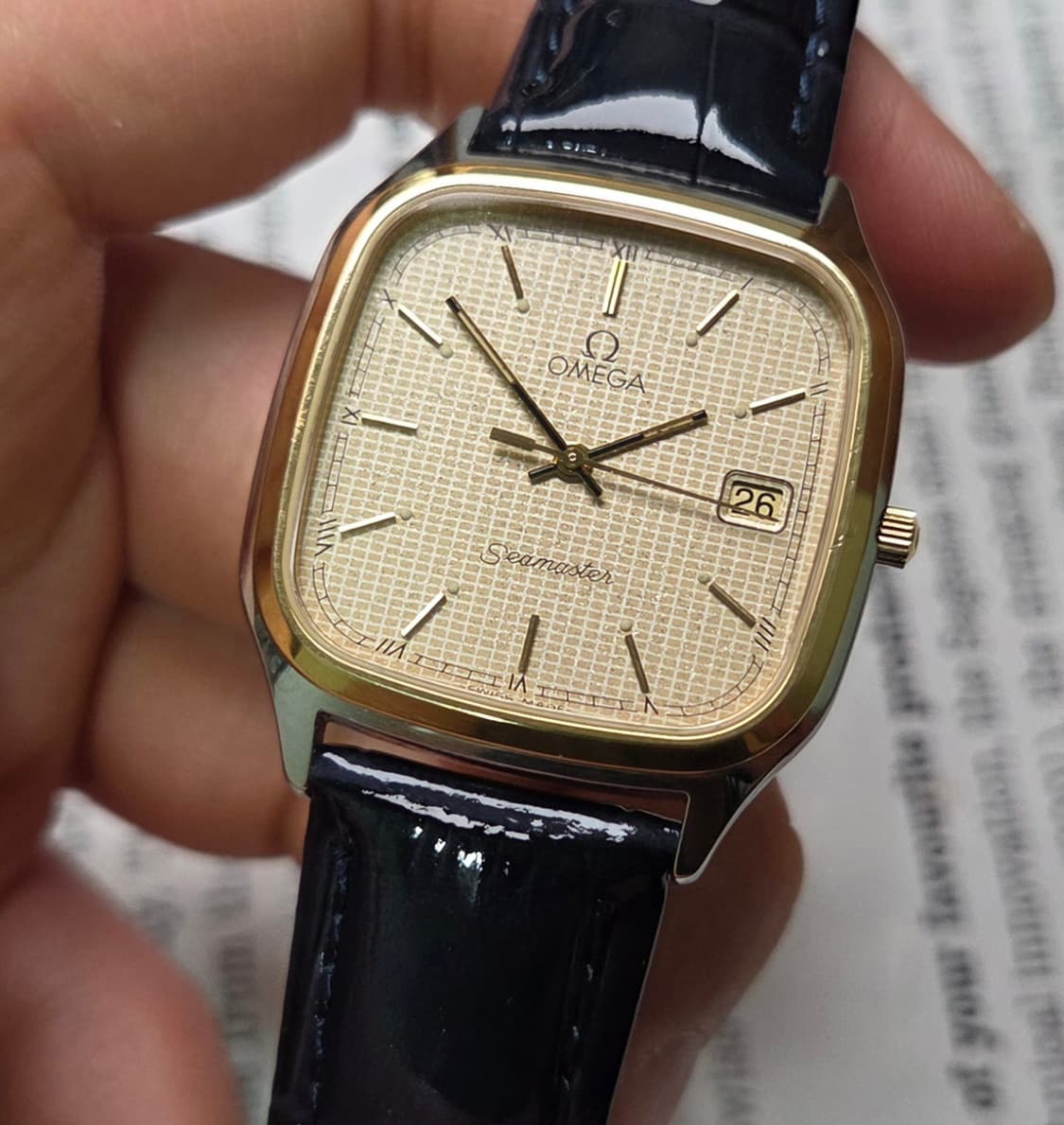 레어] 빈티지 오메가 씨마스터 사각탱크 스파클와플판 싱글데이트 슬림쿼츠  상품이미지4