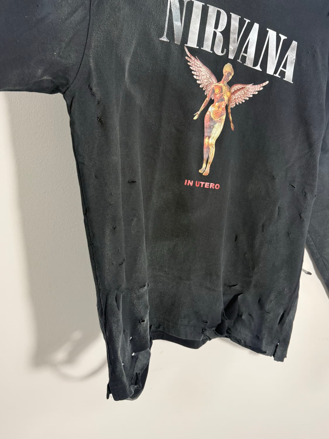 NIRVANA utero 다스트레스드 데미지 워싱 긴팔  상품이미지8