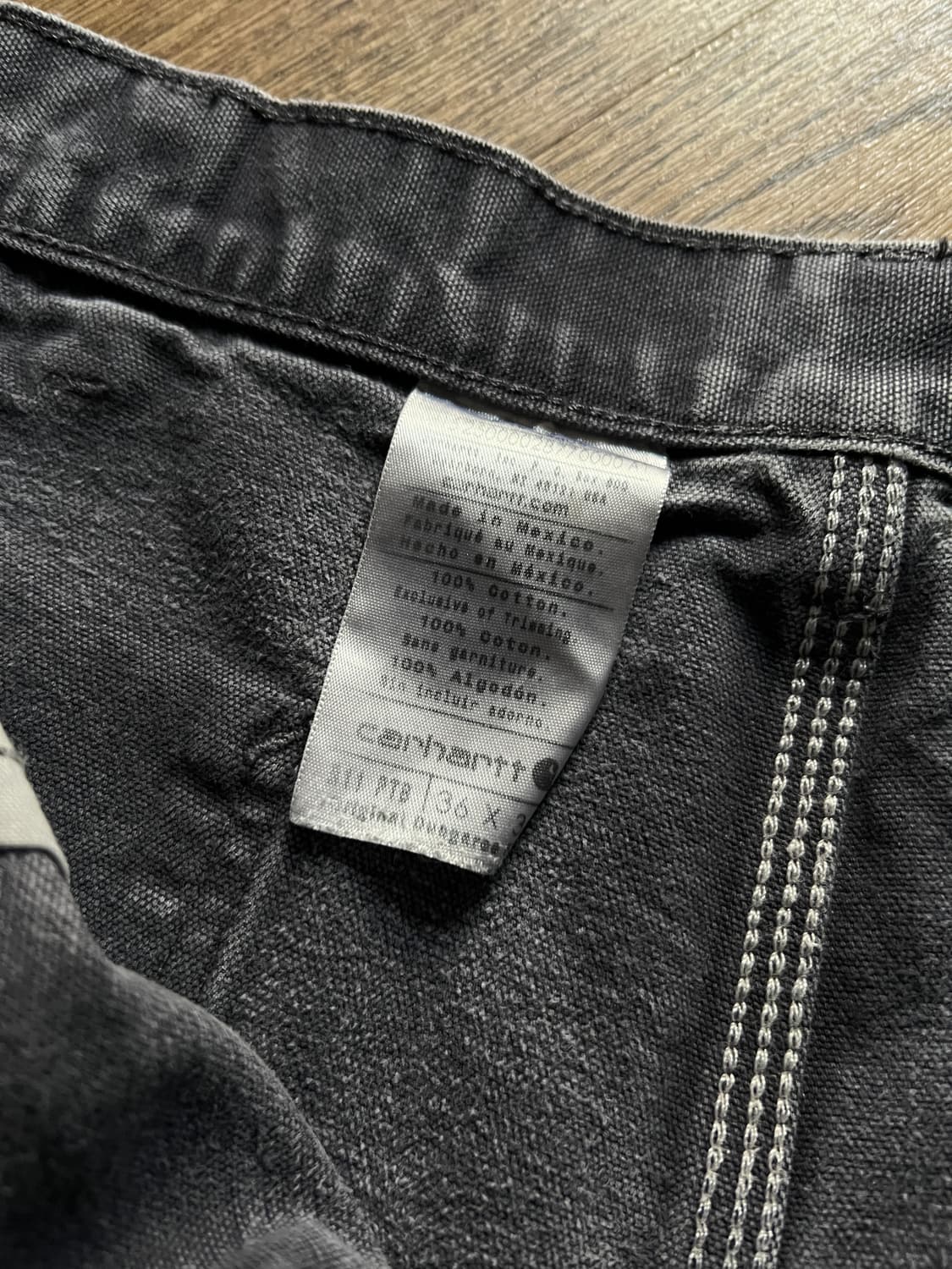 [36]칼하트 USA 하드 페이딩 페트롤 블루 카펜터 싱글니 워크 팬츠 상품이미지4