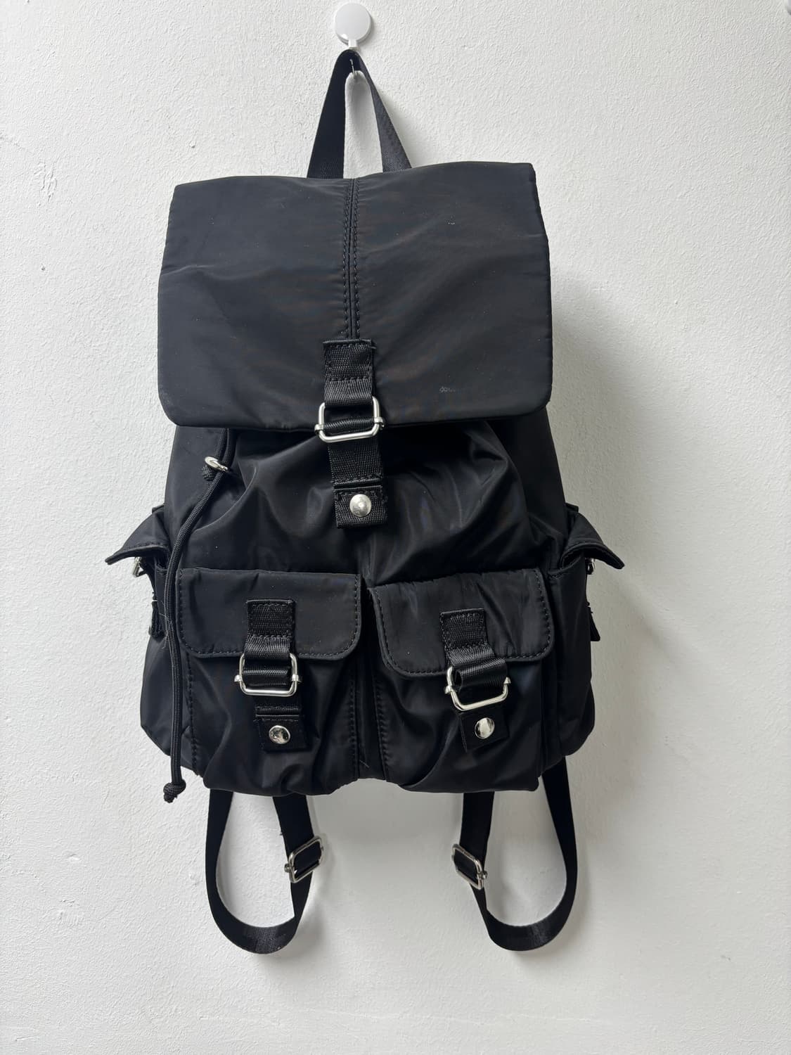 Y2K Mood Black Multi Pocket Nylon Bag 상품이미지1