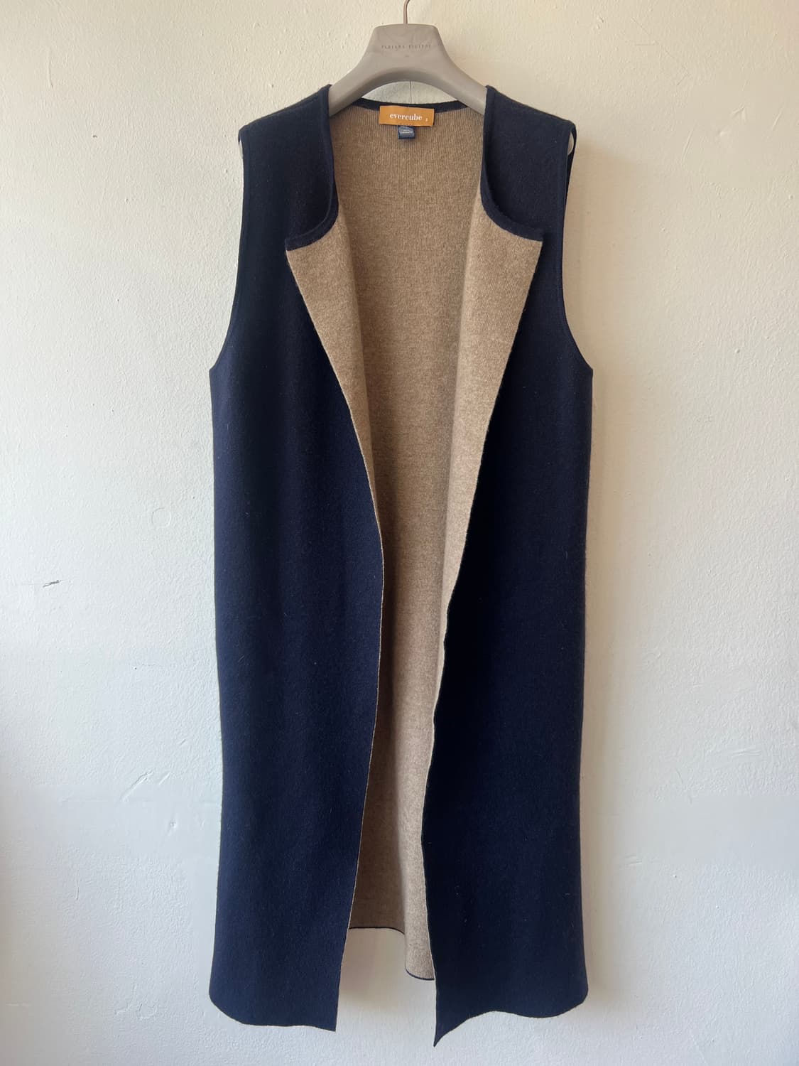 에버큐브 여성 네이비 캐시미어100 니트조끼 롱조끼 상품이미지2